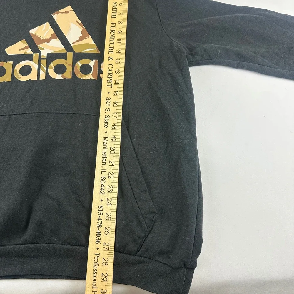 Adidas Mens XL Hoodie Black Pullover Camo‎ Logo Sweatshirt Athleisure